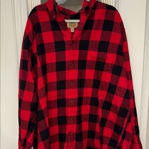 The Foundry Supply Co. Red and Black Plaid Casual Button Down Shirt